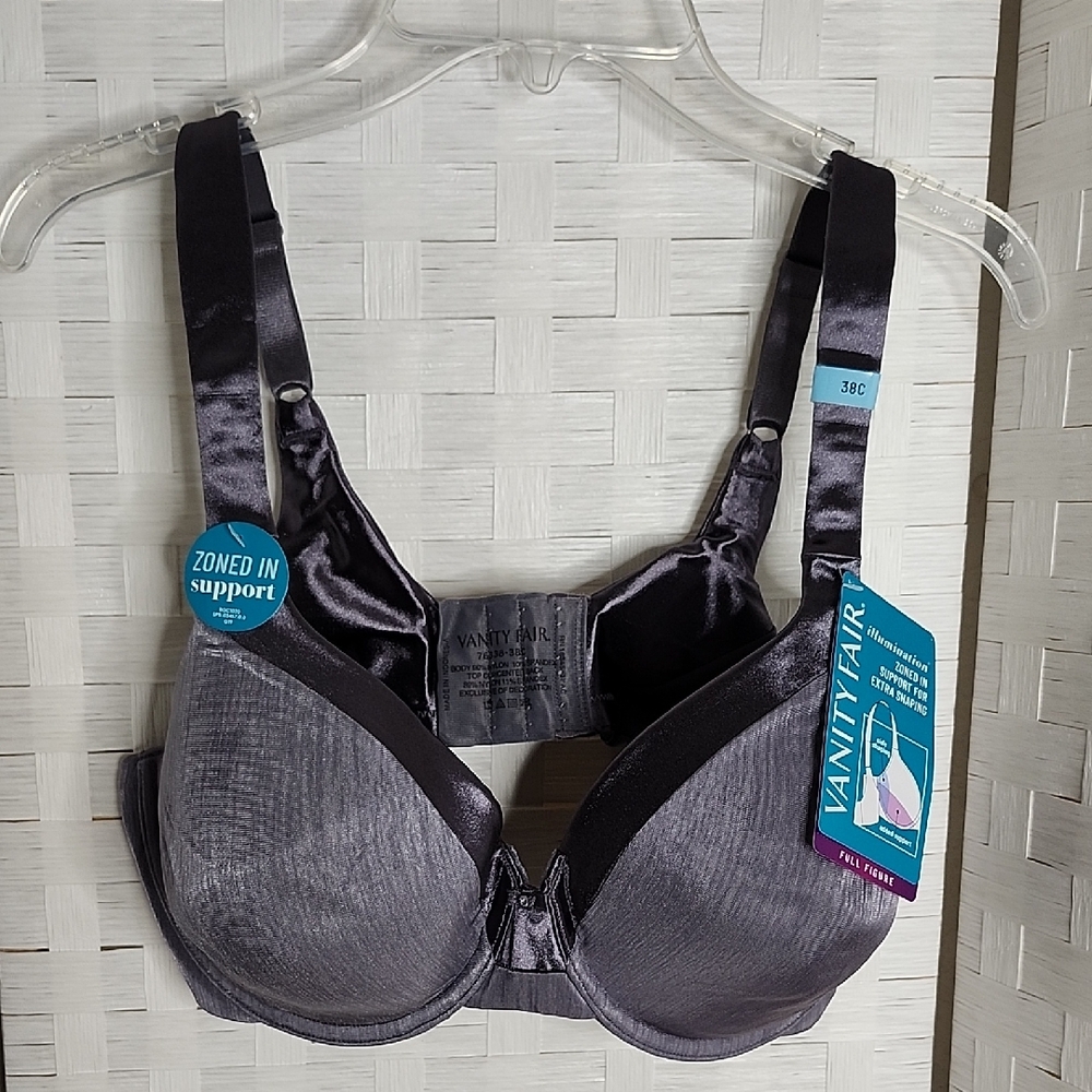 👉*NWT* VANITY FAIR ILLUMINATION BRA #76338 ~38C ~STEELE VIOLET ~SATIN DETAILS